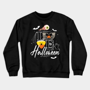 FUNNY I LOVE HALLOWEEN, SKELETON CANDY CORN & BATS Crewneck Sweatshirt